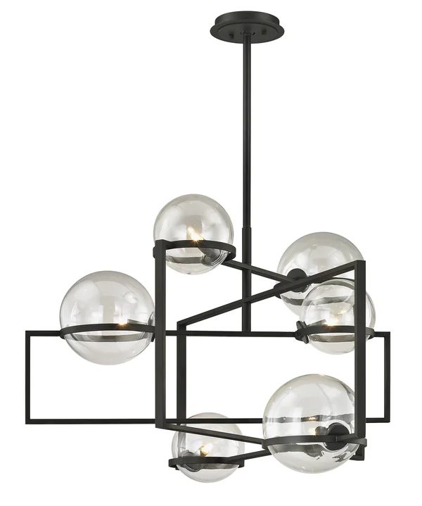 Troy Lighting Elliot 6 Light Pendant, Black - F6226