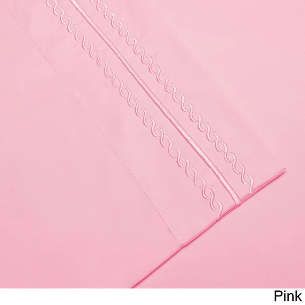 Superior Infinity Wrinkle Resistant Brushed Microfiber Embroidered Sheet Set (Twin XL - Pink)
