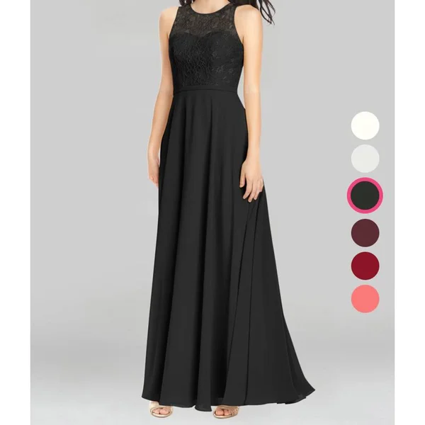 Azazie A-Line/Princess Scoop Floor-Length Chiffon Bridesmaid Dresses - Black