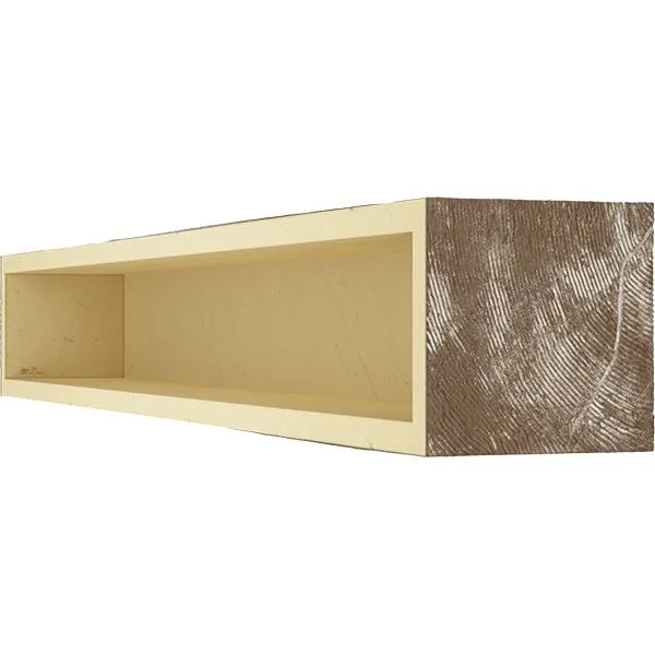 Ekena Millwork MANURS08X12X48VM 8x22H x 12x22D x 48x22W Rough Sawn Faux Wood Fireplace Mantel - Vintage Mahogany