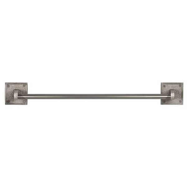 The Copper Factory CF132SN Solid Copper 24-inch Towel Bar with Square Backplates - Satin Nickel, 3 x 27.25 x 3.25