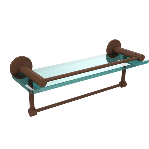 Allied Brass Fresno Collection 16 inch Glass Shelf with Vanity Rail and Integrated Towel Bar