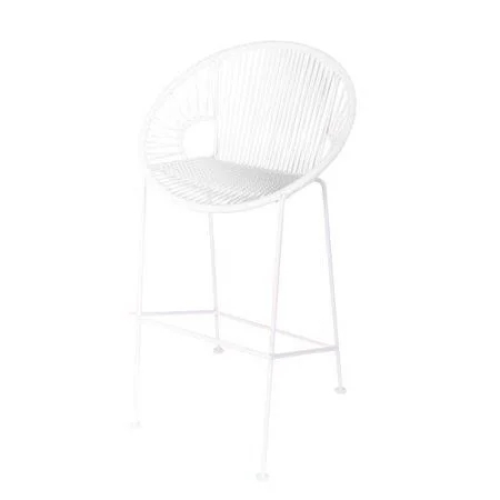 Brayden Studio Cobblestone 31x22 Patio Bar Stool Base Finish: White - Upholstery: White
