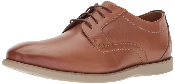 Clarks Men's Raharto Plain Toe Oxford Shoes - Dark Tan, 9 M