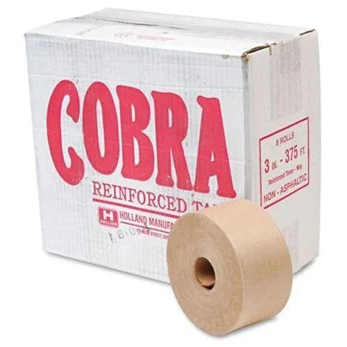 United Facility Supply 7300 Reinforced Gummed Kraft Sealing Tape, 3 X375 ft, 8 Rolls per Carton