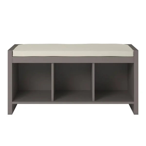 Ameriwood Home Penelope Entryway Storage Bench with Cushion in Taupe