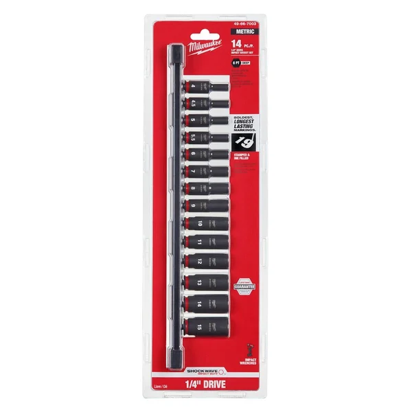 Milwaukee 49-66-7003 14pc Shockwave Impact Duty Metric Deep 6 Point Socket Set