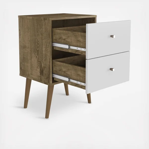 Manhattan Comfort Liberty Rustic Brown and White Nightstand - 204AMC96