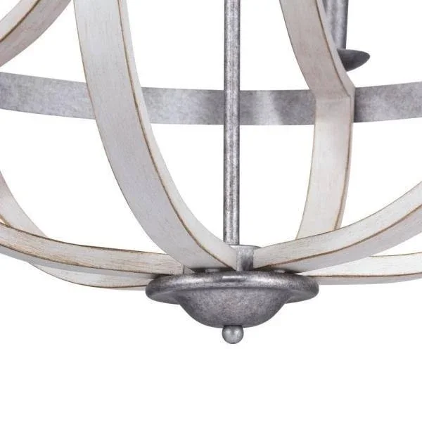 Progress Lighting Keowee 6-Light Galvanized Chandelier with Antique White Wood Accents