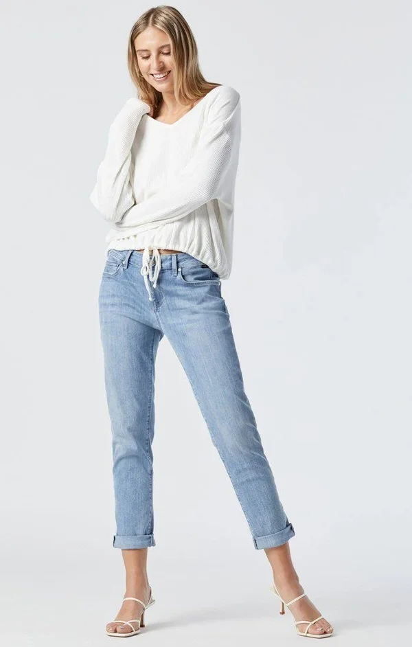 Mavi Women's ADA Boyfriend in Light Brushed Organic Blue, Women's Jeans