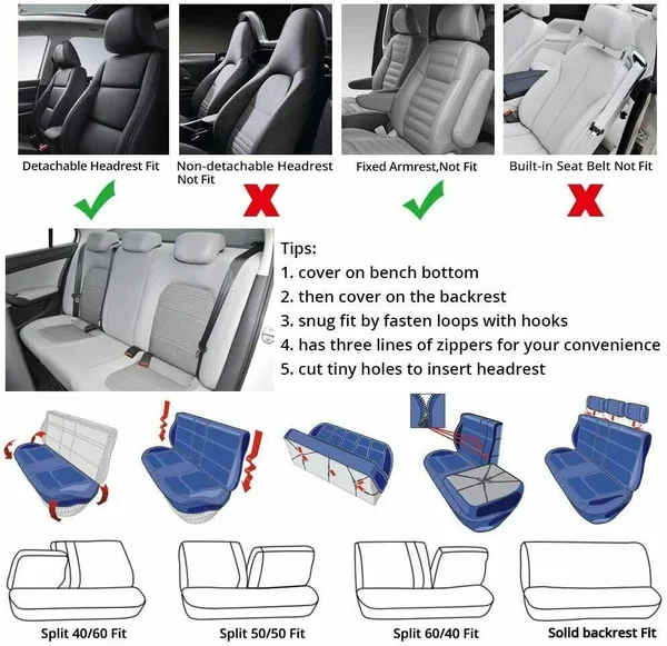 AUTOYOUTH Car Seat Covers Universal Fit Full Set Protectors Blue
