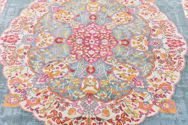 8&x8& Round Regla Baracoa Rug Turquoise/Ivory - Unique Loom