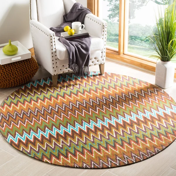 Safavieh Cedar Brook CDR145B 5& Round Teal, Red Rug