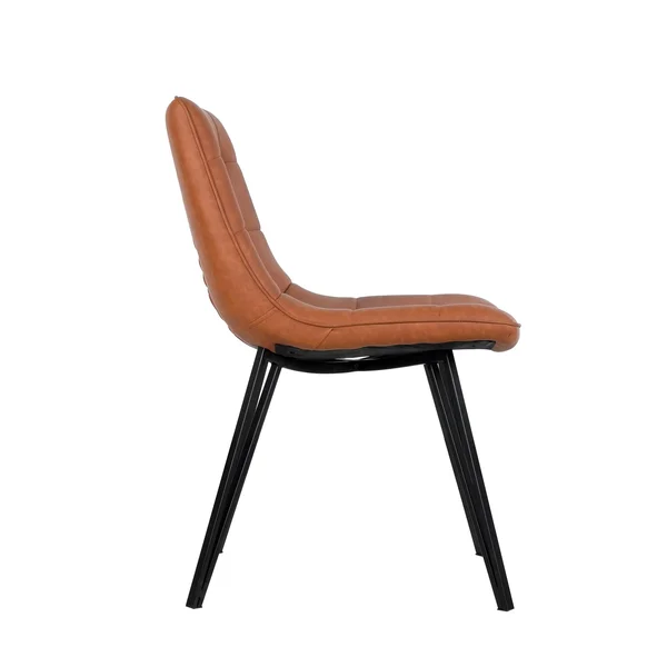 Porthos Home Rai Dining Chairs Set of 2 with Tufted PU Leather Upholstery and Sturdy Metal Legs (Sleek Armless Design)