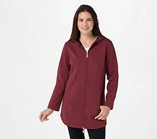 Denim & Co. Active Regular Fleece-Back Jersey Jacket - Size 4X, Wine