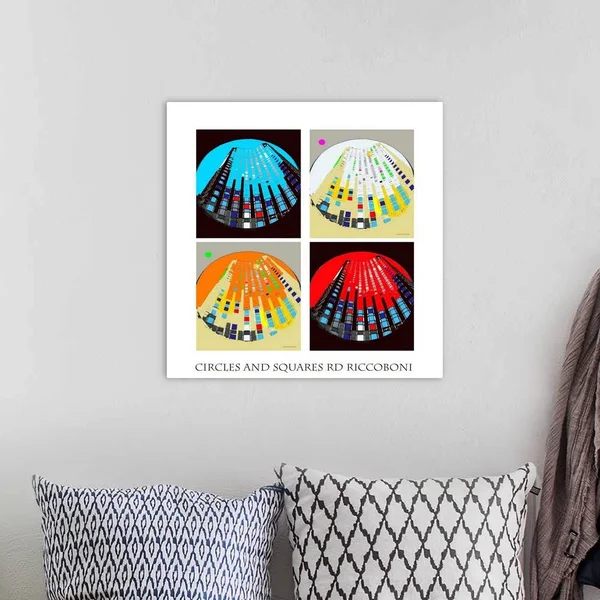 Circles and Squares Abstract - Large Solid-Faced Canvas Wall Art Print, Great Big Canvas