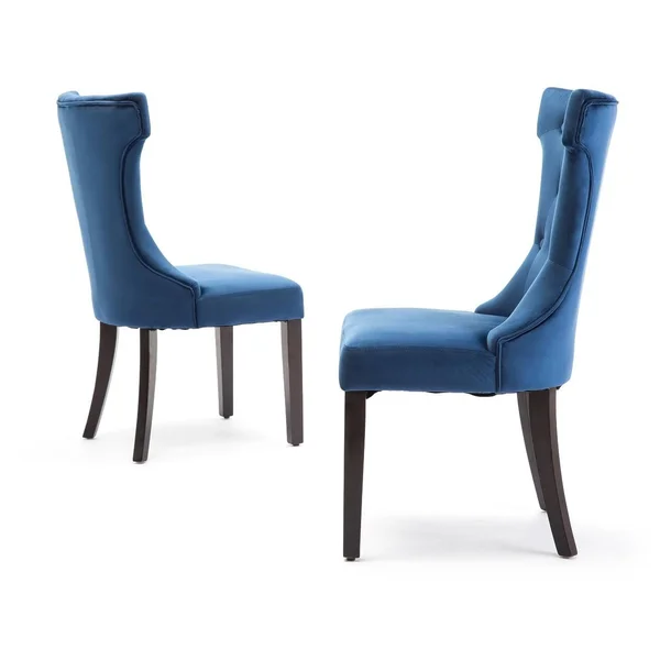 BELLEZE 2 Pcs Dining Chair Upholstered Armless Accent Side Chair Home Kitchen Furniture, Blue