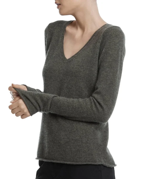 ATM Anthony Thomas Melillo Cashmere V-Neck Sweater Midnight