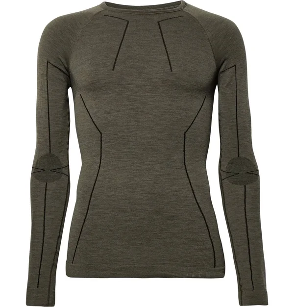 Falke Ergonomic Sport System - Men - Stretch Virgin Wool-Blend Base Layer - Green - 55% Virgin Wool - 43% Polyamide, 2% Elastane