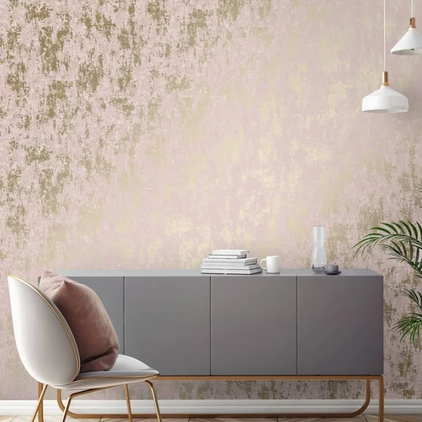 I Love Wallpaper Milan Metallic Wallpaper Blush Pink - Gold