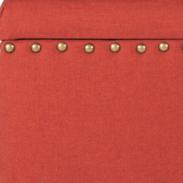 Fabric Upholstered Wooden Storage Bench with Nail Head TRIM - Large, Orange and Brown
