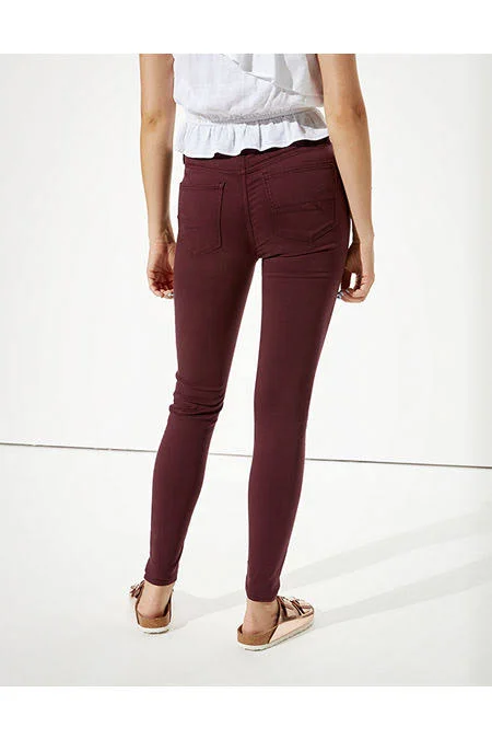 Ae High-Waisted Jegging Women's Burgundy 2 Short