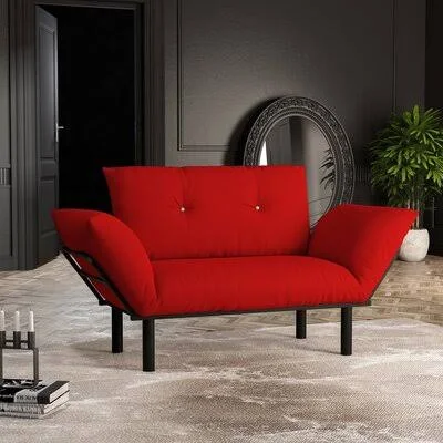 Odriscoll 49x22 Pillow Top Arm Loveseat Corrigan Studio Fabric: Red Microfiber/Microsuede