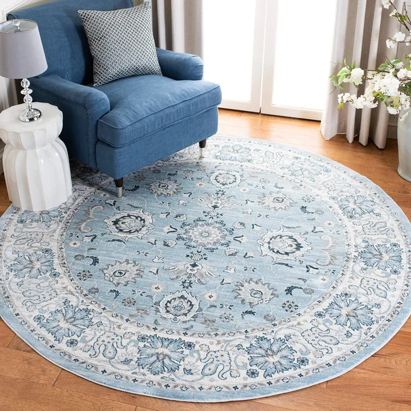 Safavieh Isabella Collection ISA940M Area Rug - 6& 7x22 Round, Light Blue/Cream