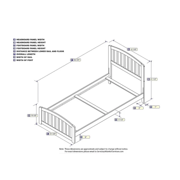 Atlantic Furniture Richmond Twin XL Traditional Bed with Matching Foot Board in Espresso - Brown