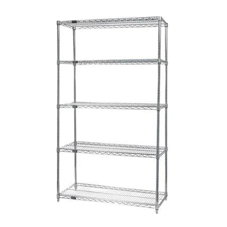 Quantum Storage Systems Wire Shelving 5 Rack Stainless Steel Shelf Starter Unit 12x22 x 72x22 x 74x22