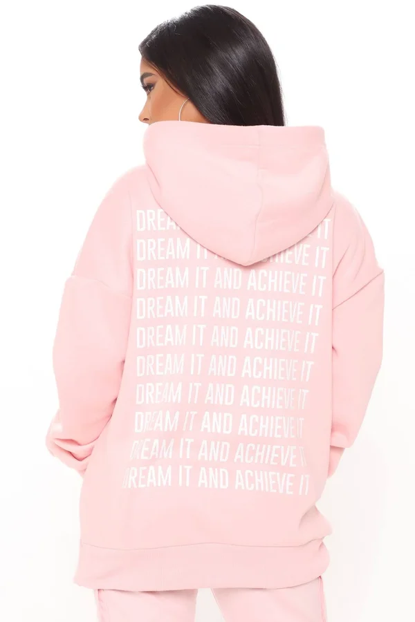 Womens Dream It and Achieve It Hoodie in Pink Size X-Small by Fashion Nova