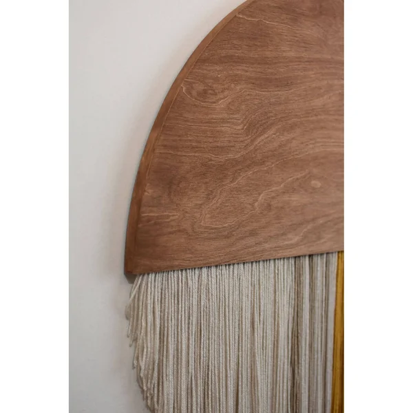 Brick City Textiles Wooden Round Boho Wall Hanging - Mustard - 30 x 30