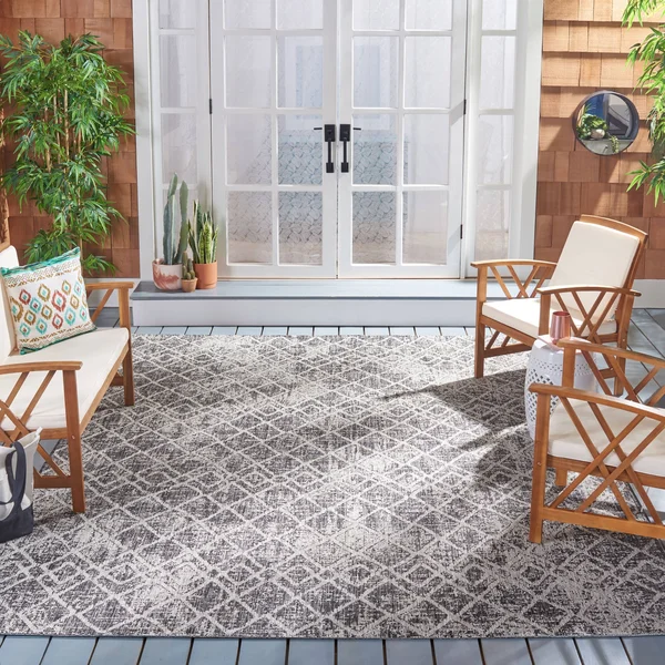 Safavieh Courtyard Sanzia Indoor/ Outdoor Rug - 8' x 10' - Black/Grey