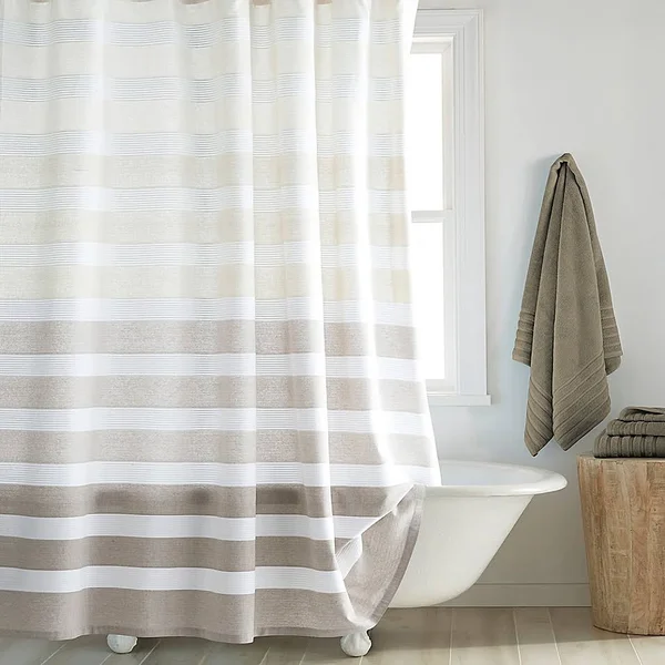 Dkny Highline 72x22 x 96x22 Stripe Shower Curtain in Taupe