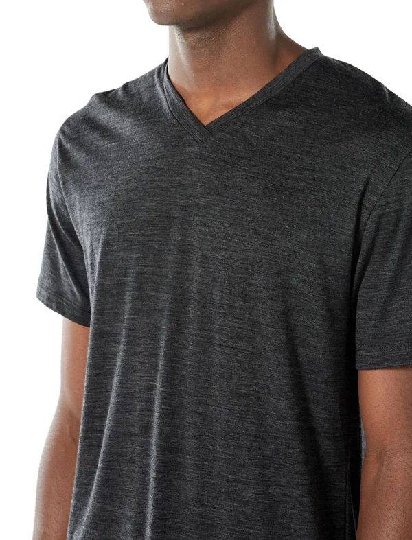 Icebreaker Men's Ravyn SS V Neck Top - Large - Jet Heather