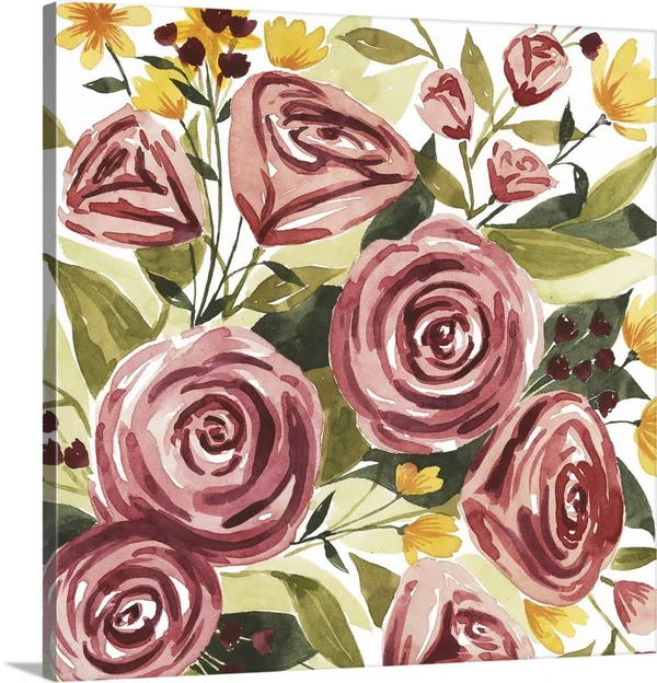Rouge Bouquet II, Canvas Wall Art, 16x16, Great Big Canvas
