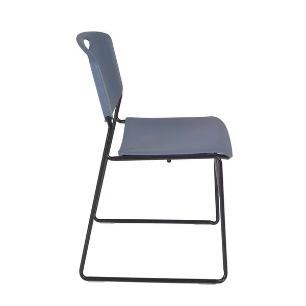 Kobe 48x22 Round Breakroom Table- Mahogany & 4 Zeng Stack Chairs- Blue
