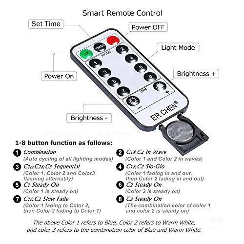 ER Chen Dimmable LED String Lights Plug in with Remote, 170ft 500 LED Copper Wire Fairy Lights 8Modes Color Changing Decorative
