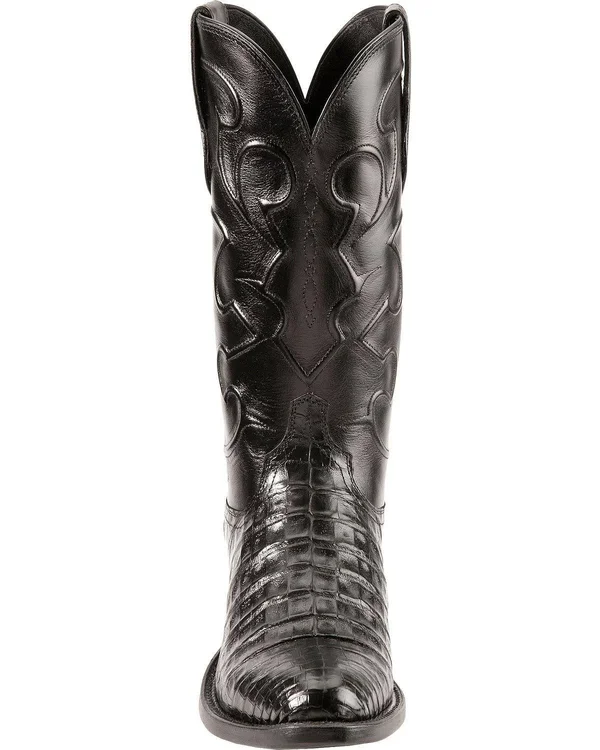 Lucchese Men's Charles Belly Crocodile Exotic Western Boots - Black (10.5)