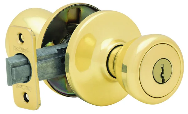 Kwikset 400T3RCLRCSK3BX Keyed Entry Knob - 1-3/8 to 1-3/4 in Thick DOOR, Brass