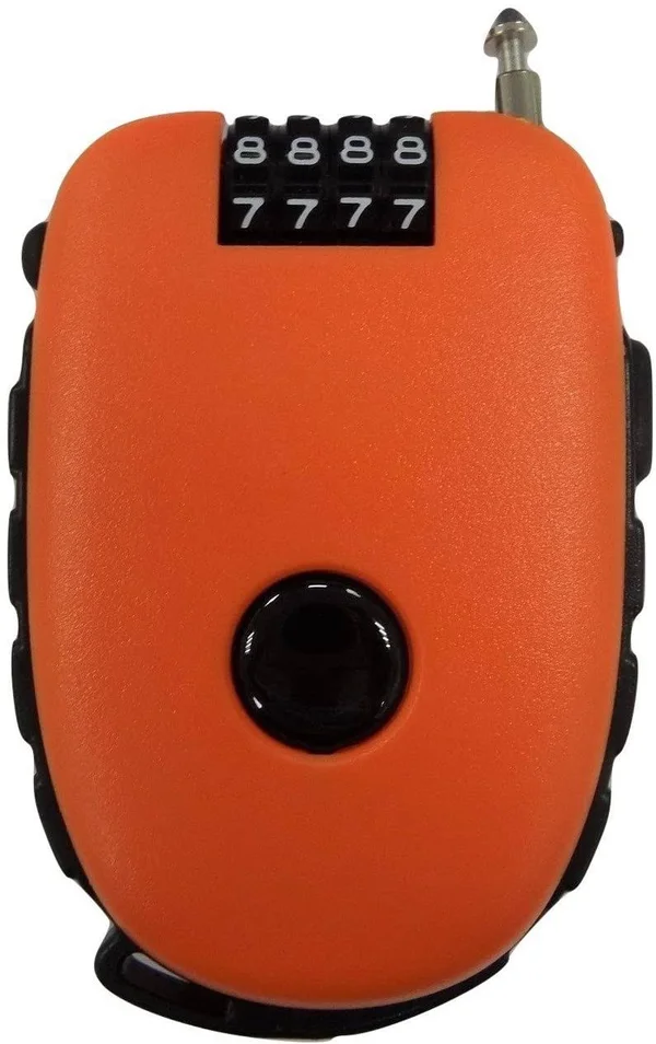 Bosvision Ultra-Secure 4-Digit Combination Lock with 3 Feet Retractable Cable for Bike, Ski, Snowboard and Stroller, Orange