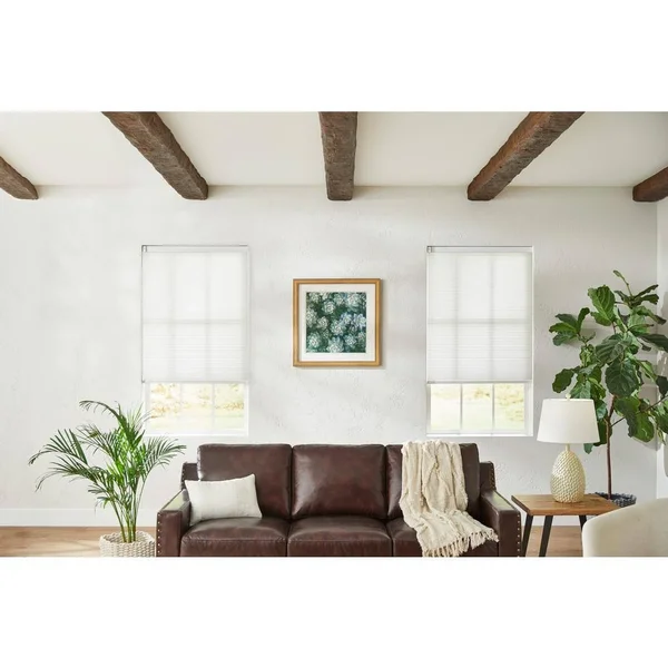 Home Decorators Collection White Cordless Light Filtering Cellular Shade - 39.75 in. W x 48 in. L (Motorization Compatible), Whi
