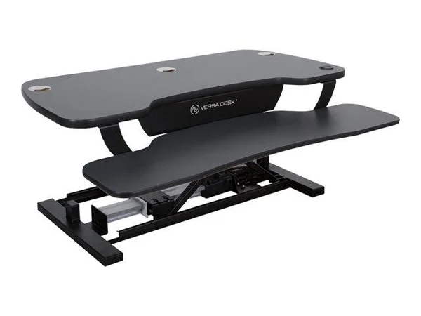 VersaDesk Power Pro - 40x22 Electric Height-Adjustable Desk Riser - Sit to Stand Desktop with Keyboard and Mouse Tray - Gray