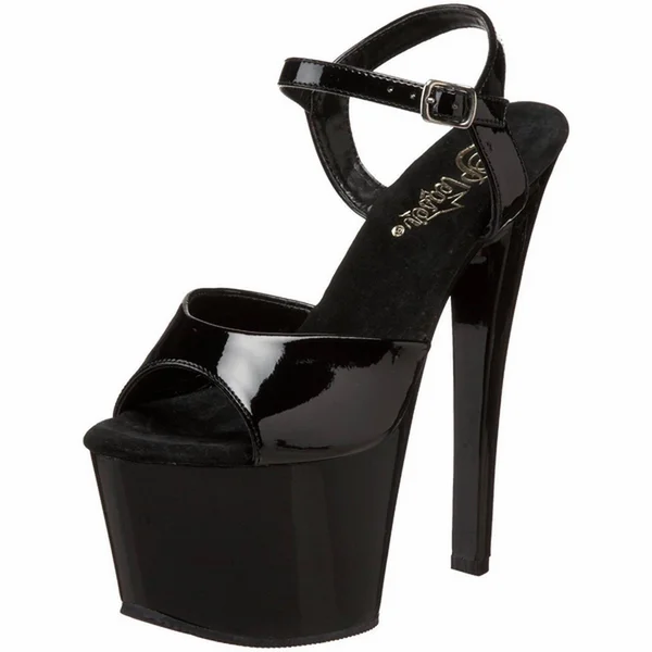 Pleaser Sky-309, 7x22 Spike Heel Platform Sandal - Black 8