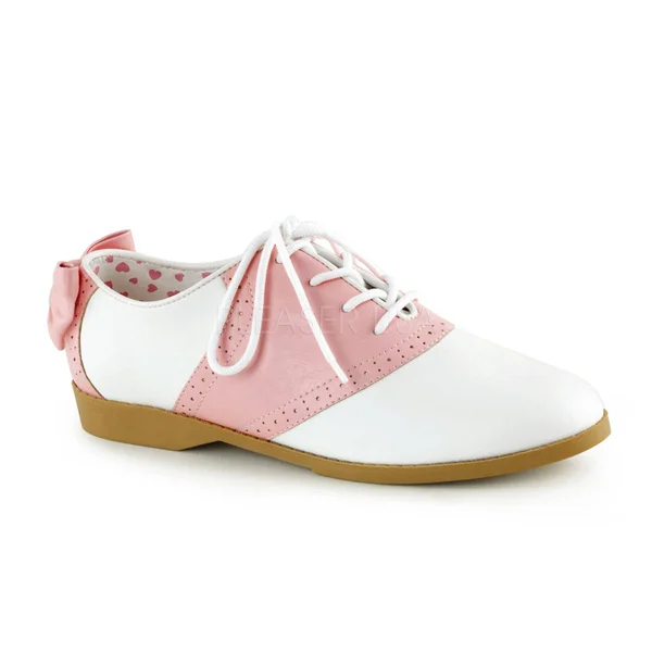 SADDLE-53 - Pink White PU - Size 7