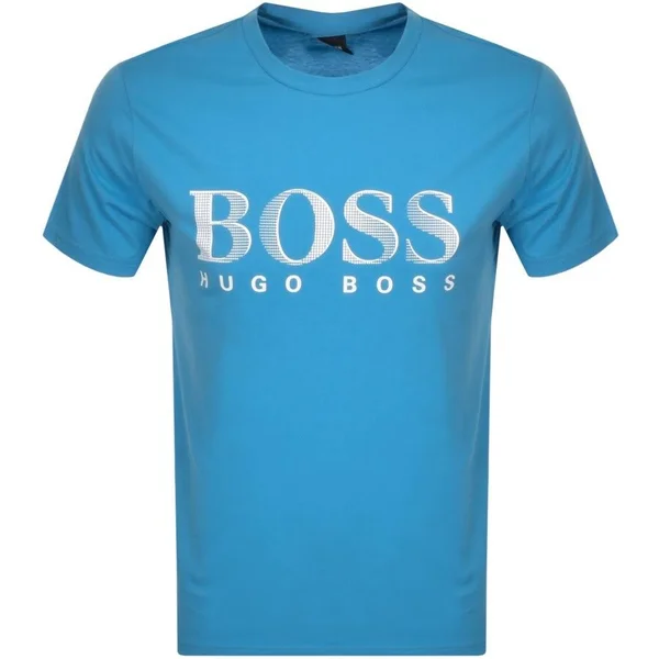 Boss Round Neck Men's Short Sleeve T-Shirt - Open Blue