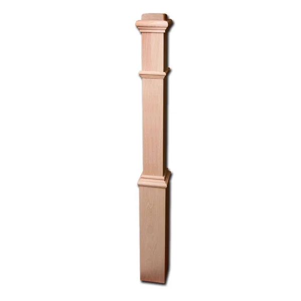 House of Forgings 56 in. x 4-1/2 in. Red Oak Plain Contemporary Style Wood Box Newel Post, Unfinished Red Oak