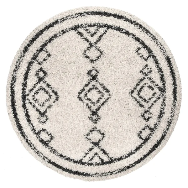 nuLOOM Mackie Moroccan Diamond Shag Off-White 6 ft. Round Rug, Beige