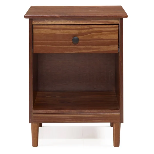 Classic Mid Century Modern 1 Drawer Nightstand Side Table Walnut - Saracina Home