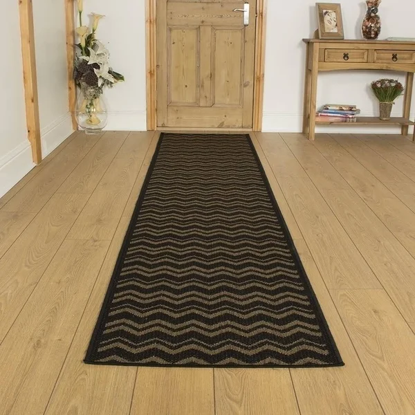 runrug USA Chevron Black Hallway Carpet Rug Runner Length: 31 foot, WI